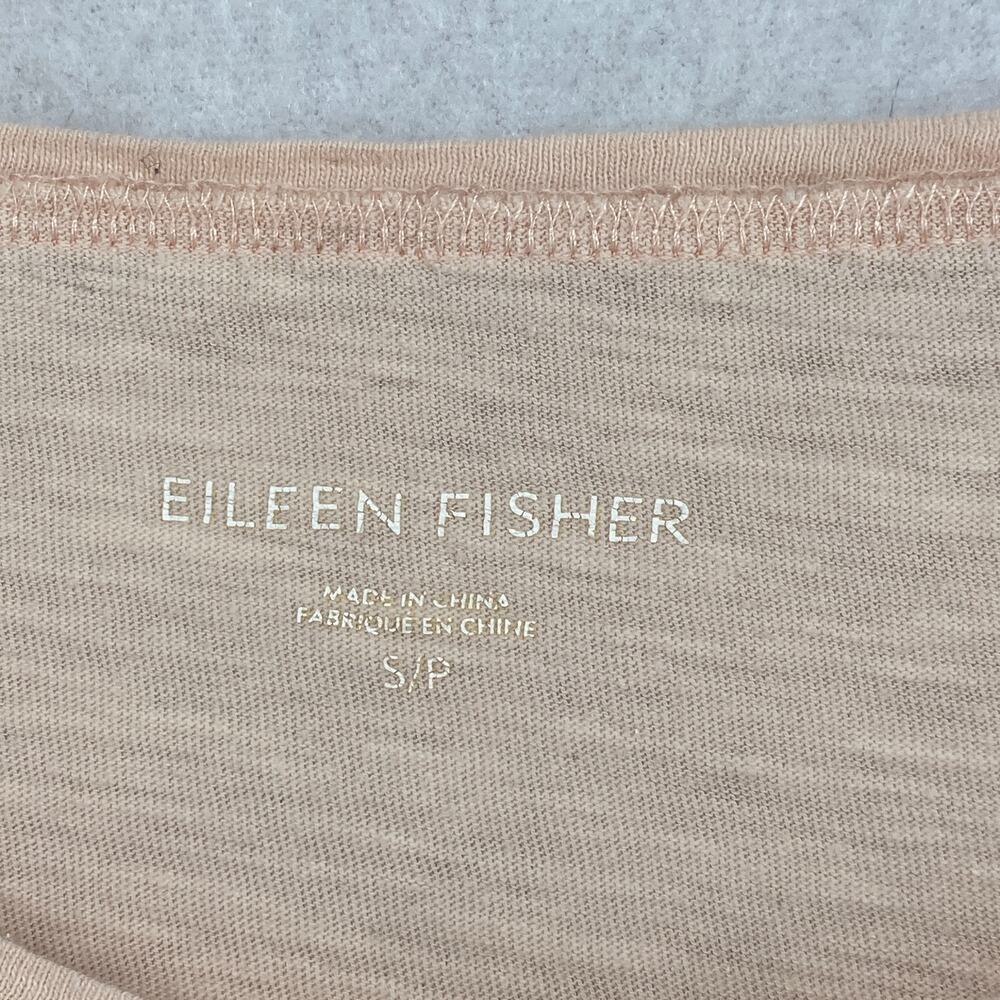 EILEEN FISHER Top S Slub Organic Cotton Jersey Crewneck Short Sleeve Peach Pink - Picture 5 of 11